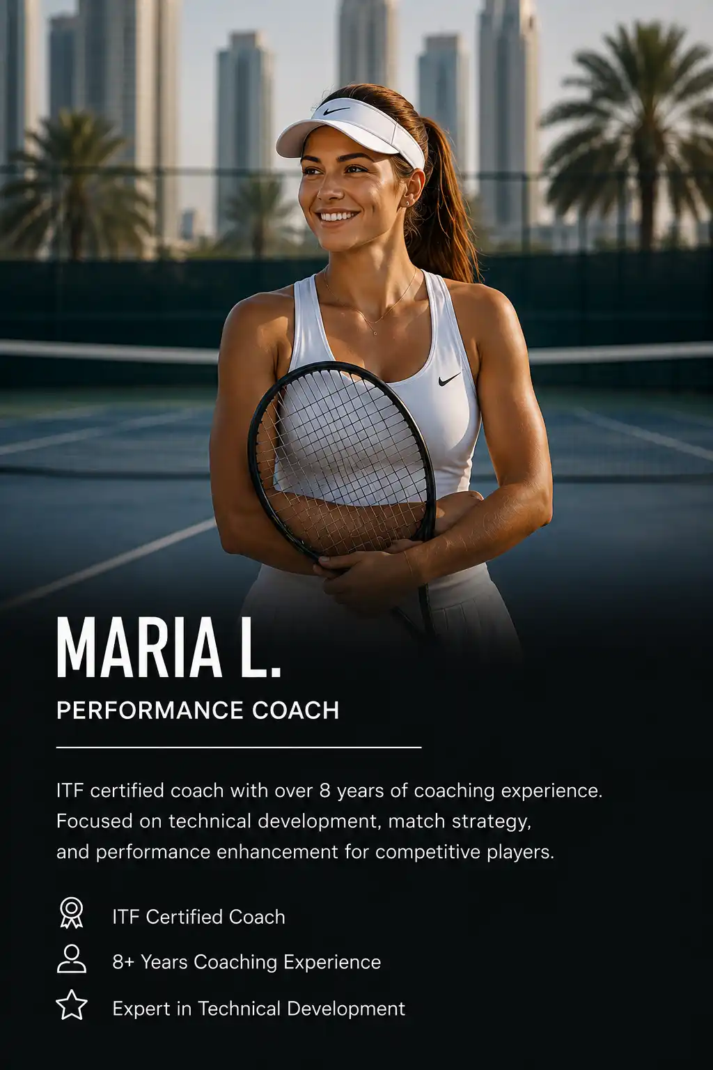 woman tennis coach dubai